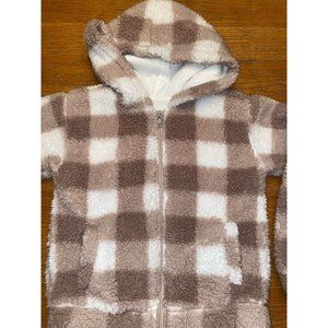 Tilly's RSQ Plaid Fleece Cropped Hooded Jacket-Small